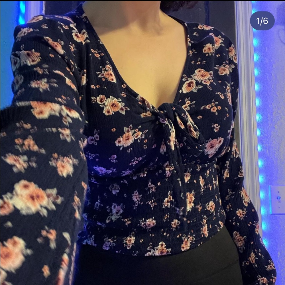 Blue Floral Blouse